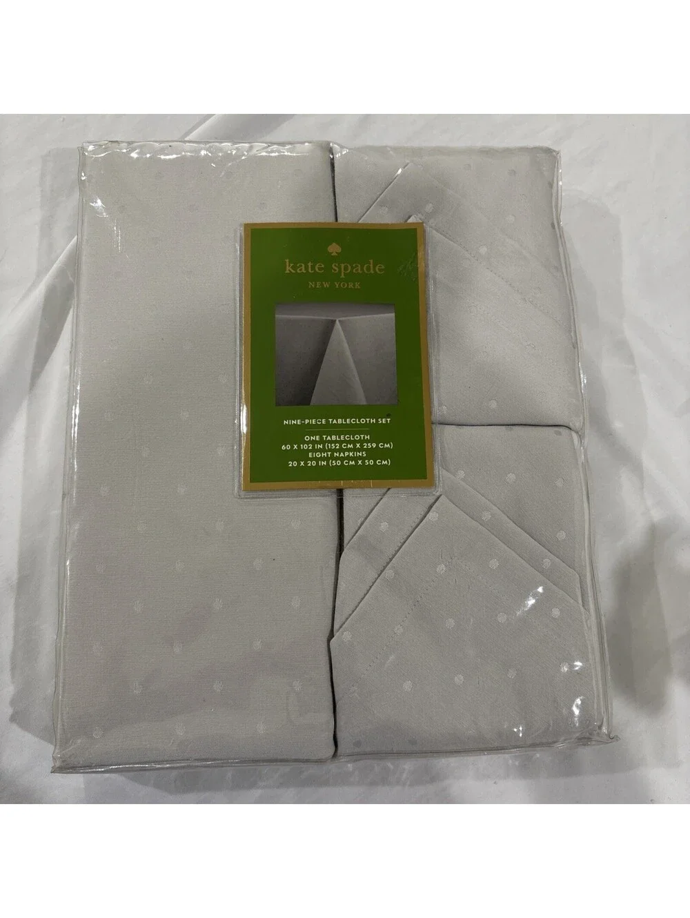 NEW Kate Spade 9 Piece Set Table Cloth & 8 Napkins 60x 102, 20x20